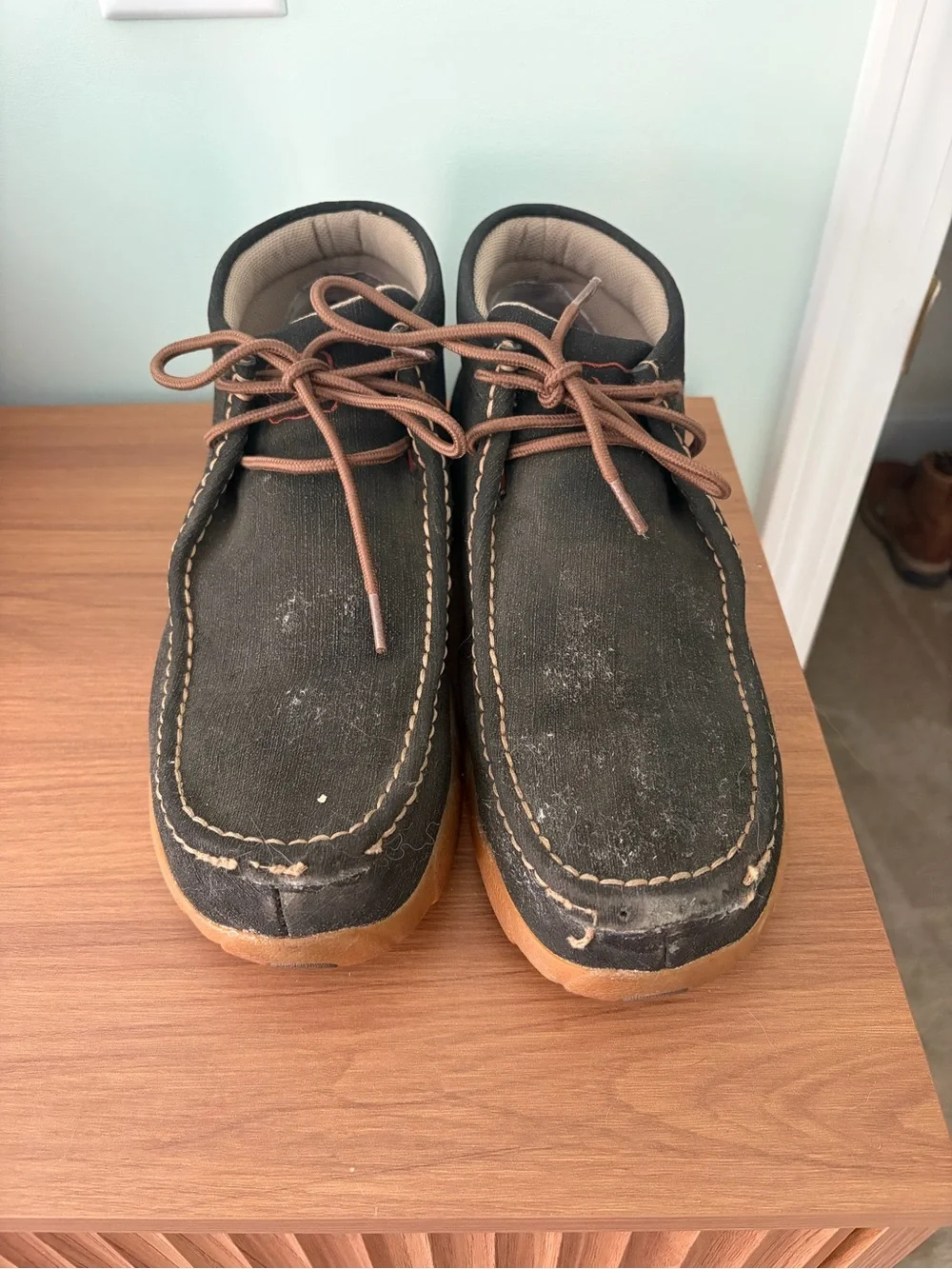 Twisted X Black Canvas Moc Toe Shoes with Brown Soles